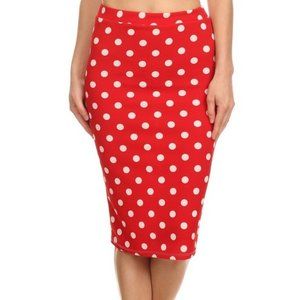 MOA USA Red Dot Pencil Skirt Knee Length S-3X